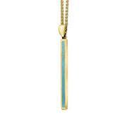 18ct Yellow Gold Turquoise Long Slim Oblong Necklace. P1472_2.