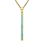 18ct Yellow Gold Turquoise Long Slim Oblong Necklace. P1472.
