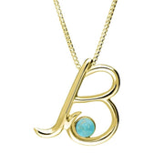 18ct Yellow Gold Turquoise Love Letters Initial B Necklace, P3449.