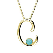 18ct Yellow Gold Turquoise Love Letters Initial C Necklace, P3450.