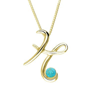 18ct Yellow Gold Turquoise Love Letters Initial H Necklace, P3455.
