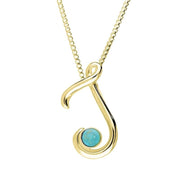 18ct Yellow Gold Turquoise Love Letters Initial J Necklace, P3457.
