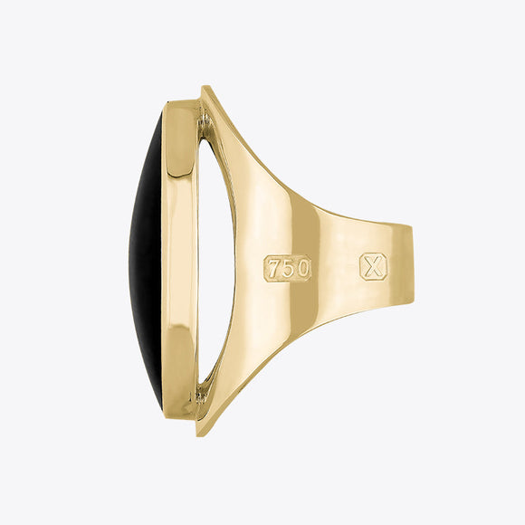 18ct Yellow Gold Whitby Jet Hallmark Large Oval Ring