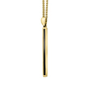 18ct Yellow Gold Whitby Jet Long Slim Oblong Necklace. P1472_2. 