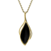 18ct Yellow Gold Whitby Jet Open Marquise Shaped Necklace, P3370