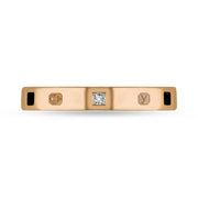 18ct Rose Gold Diamond Jet King's Coronation Hallmark Princess Cut 3mm Ring R1199_3 CFH