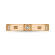 18ct Rose Gold Diamond King's Coronation Hallmark Princess Cut 3mm Ring R1199_3 CFH