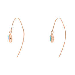 18ct Rose Gold Turquoise Star Disc Drop Earrings, E1371.