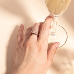 18ct Rose Gold Whitby Jet Diamond Tiara Band Ring. R1233.