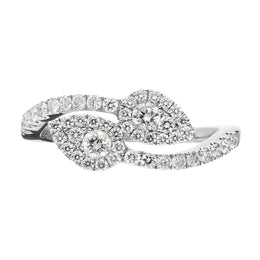 18ct White Gold 0.59ct Diamond Twist Leaf Ring PJW151