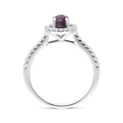 18ct White Gold Blue John 0.33ct Diamond Round Halo Ring R898