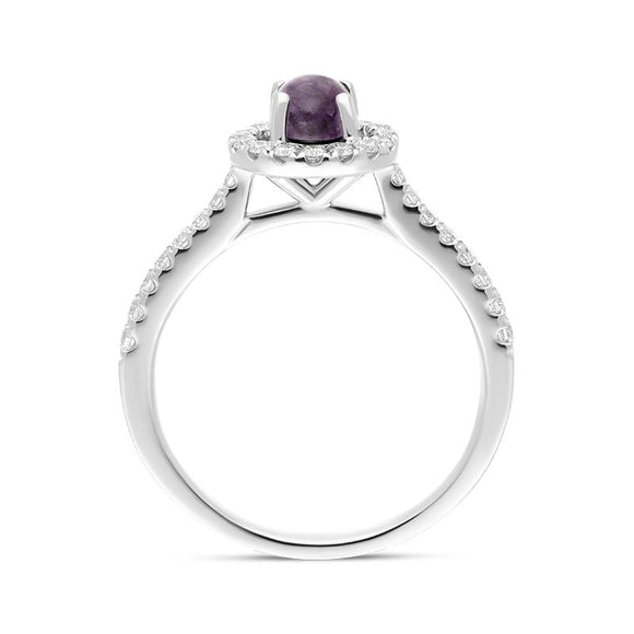 18ct White Gold Blue John 0.33ct Diamond Round Halo Ring R898