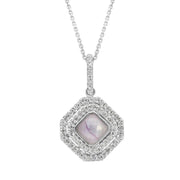 18ct White Gold Blue John 0.34ct Diamond Double Row Octogon Shaped Necklace, P1551C.