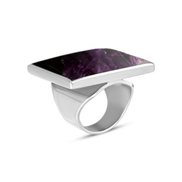 18ct White Gold Blue John Large Square Ring, R605_2.