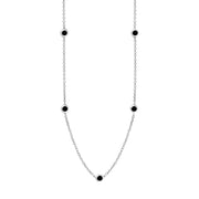 18ct White Gold Whitby Jet Heart Link Disc Chain Necklace, N746.