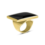 18ct Yellow Gold Whitby Jet Large Square Ring, R605_2