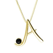 18ct Yellow Gold Whitby Jet Love Letters Initial A Necklace, P3448.