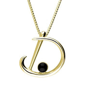 18ct Yellow Gold Whitby Jet Love Letters Initial D Necklace, P3451.