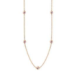 18ct Rose Gold Blue John Fleur De Lis Link Disc Chain Necklace