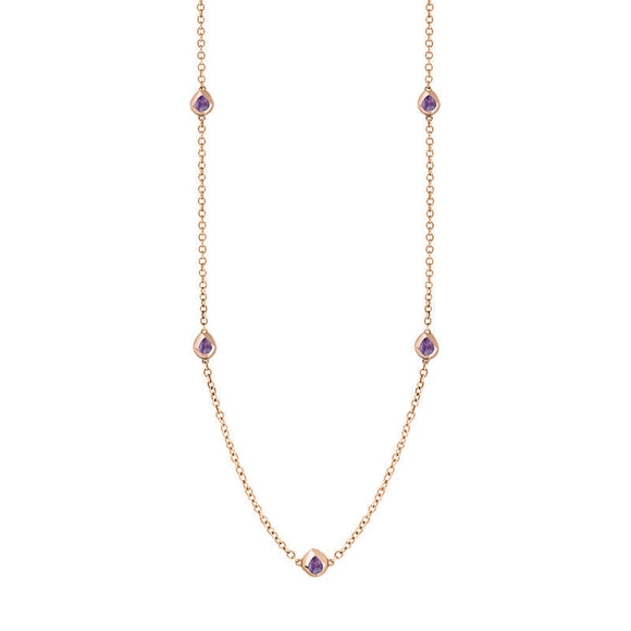 18ct Rose Gold Blue John Fleur De Lis Link Disc Chain Necklace