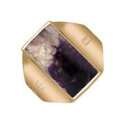 18ct Rose Gold Blue John King's Coronation Hallmark Small Oblong Ring R221 CFH