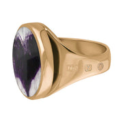 18ct Rose Gold Blue John King's Coronation Hallmark Small Round Ring R609 CFH