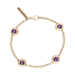 18ct Rose Gold Blue John Oval Heart Detail Four Stone Bracelet, B797.