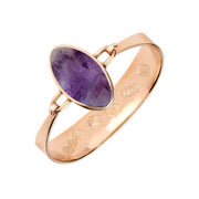 18ct Rose Gold Blue John Oval Stone Heavy Bangle, B021