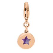 18ct Rose Gold Blue John Round Shaped Star Clip Charm, G662.