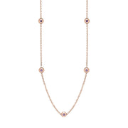 18ct Rose Gold Blue John Star Link Disc Chain Necklace, N744.