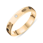 18ct Rose Gold Diamond Jet King's Coronation Hallmark 4mm Ring R1193_4_CFH
