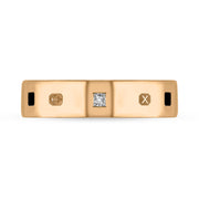 18ct Rose Gold Diamond Jet King's Coronation Hallmark Princess Cut 5mm Ring R1199_5 CFH