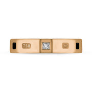 18ct Rose Gold Diamond Jet King's Coronation Hallmark Princess Cut 4mm Ring R1199_4 CFH