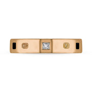 18ct Rose Gold Diamond Jet King's Coronation Hallmark Princess Cut 4mm Ring R1199_4 CFH