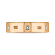 18ct Rose Gold Diamond King's Coronation Hallmark Princess Cut 5mm Ring R1199_5 CFH