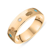 18ct Rose Gold 0.09ct Diamond Turquoise King's Coronation Hallmark 6mm Ring