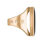 18ct Rose Gold Whitby Jet King's Coronation Hallmark Medium Oblong Ring R065 CFH