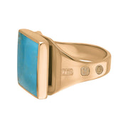 18ct Rose Gold Turquoise King's Coronation Hallmark Small Square Ring R603 CFH