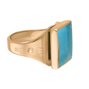 18ct Rose Gold Turquoise King's Coronation Hallmark Small Square Ring R603 CFH