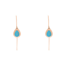 18ct Rose Gold Turquoise Fleur De Lis Disc Drop Earrings
