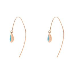 18ct Rose Gold Turquoise Fleur De Lis Disc Drop Earrings