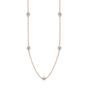 18ct Rose Gold Turquoise Heart Link Disc Chain Necklace, N746.