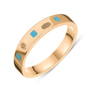 18ct Rose Gold Turquoise King's Coronation Hallmark Princess Cut 4mm Ring R1199_4 CFH