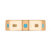 18ct Rose Gold Turquoise King's Coronation Hallmark Princess Cut 6mm Ring R1199_6 CFH