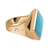 18ct Rose Gold Turquoise King's Coronation Hallmark Small Rhombus RingR606 CFH