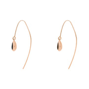 18ct Rose Gold Whitby Jet Cross Disc Drop Earrings