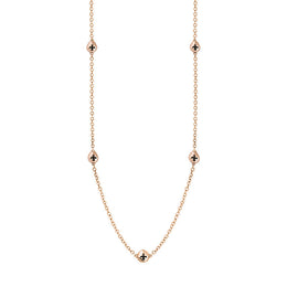 18ct Rose Gold Whitby Jet Fleur De Lis Link Disc Chain Necklace