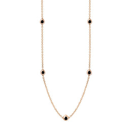 18ct Rose Gold Whitby Jet Fleur De Lis Link Disc Chain Necklace