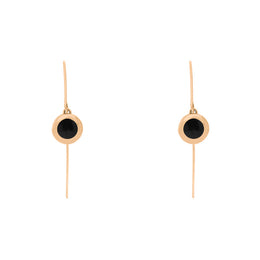 18ct Rose Gold Whitby Jet Heart Disc Drop Earrings, E1372.