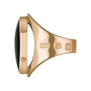 18ct Rose Gold Whitby Jet King's Coronation Hallmark Medium Oval Ring R012 CFH